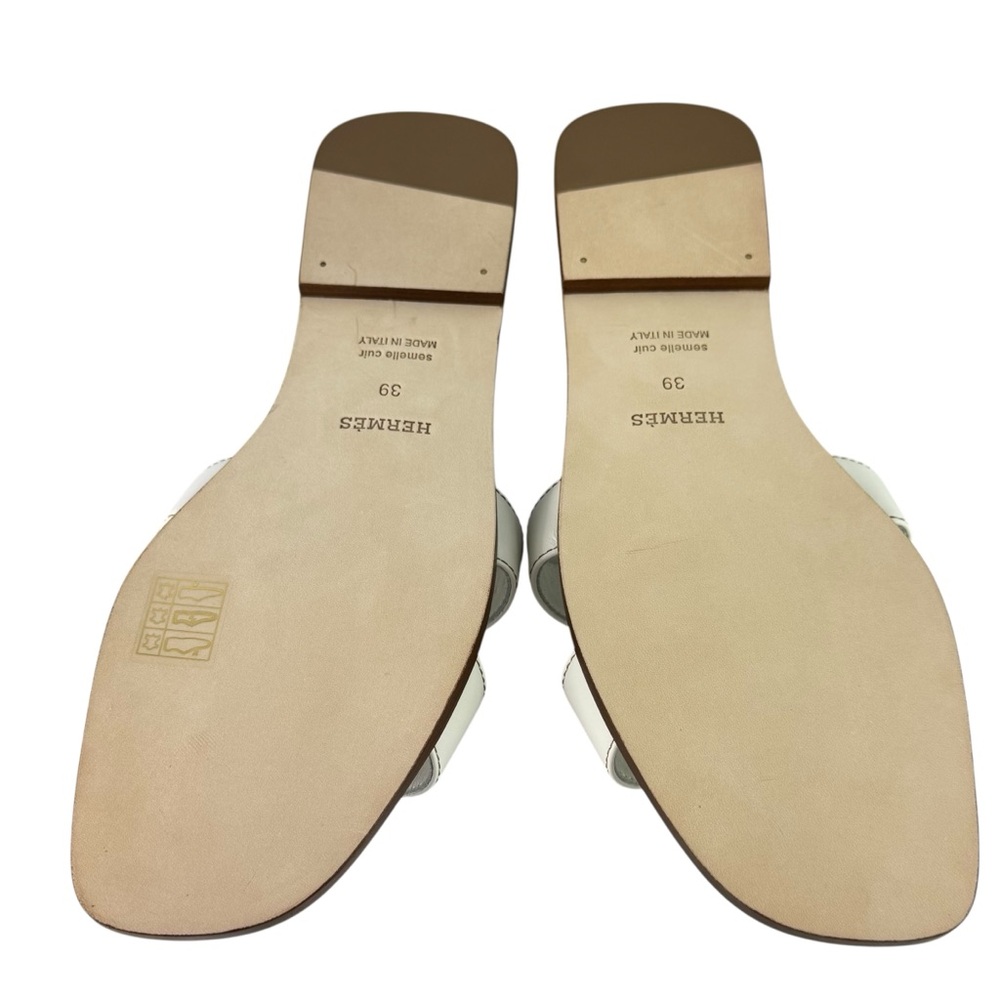 HERMES Oran White Leather H Women's Sandals Made in Italy Marked as 39 - 9US - Picture 6 of 12